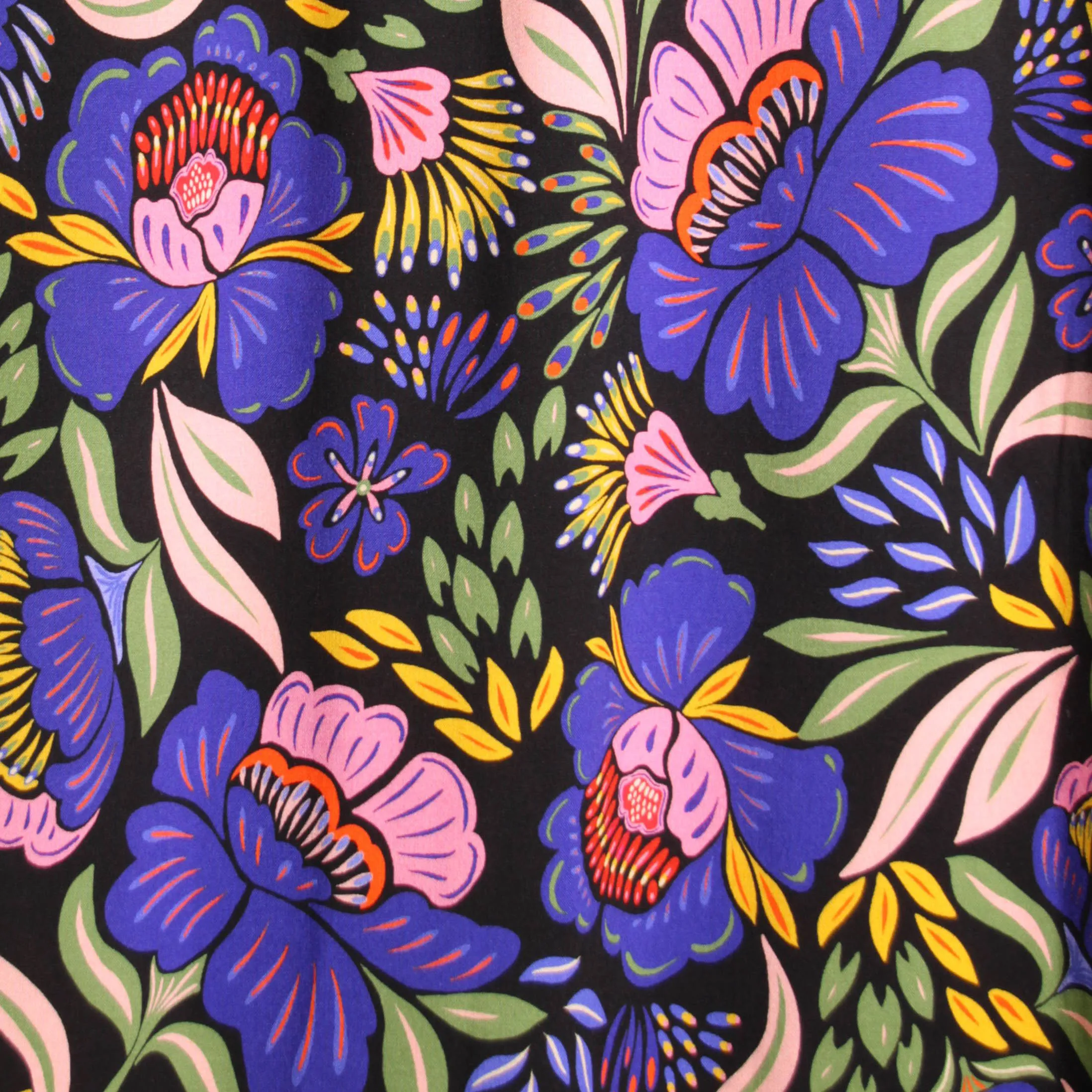 Viscose zwart purple flowers - Atelier Jupe
